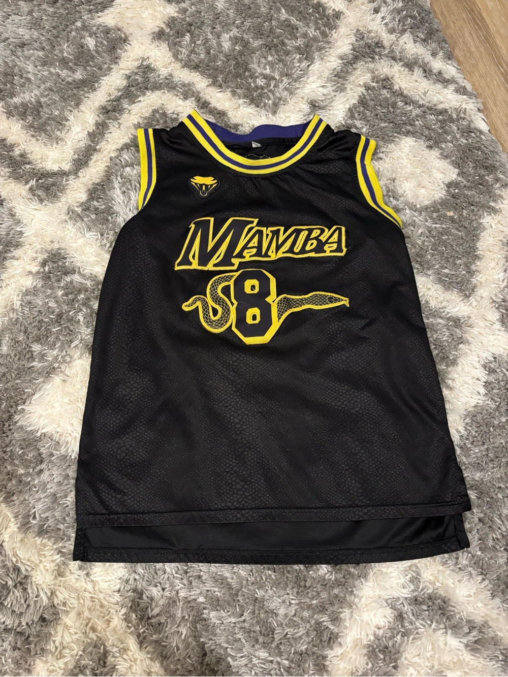 Kids Black & Yellow 'Mamba' tribute Basketball Jersey. Bryant #24 on back.